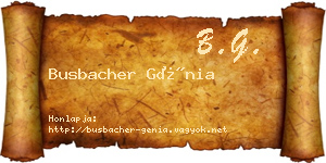 Busbacher Génia névjegykártya